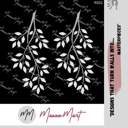 Maxxxmart  Leafy Twig Wall Stencil (R021)-Inches