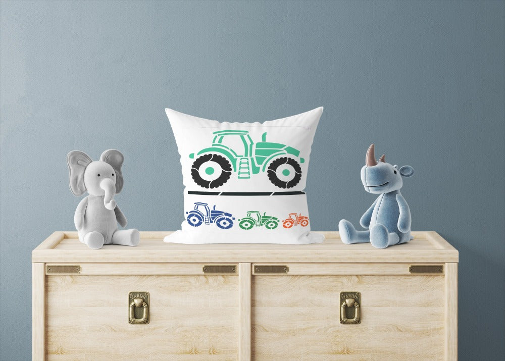 MaxxxMart - Sewing Machine, Vintage Aviator,  Tractor, Toy Blocks Wall Stencils (Inches)