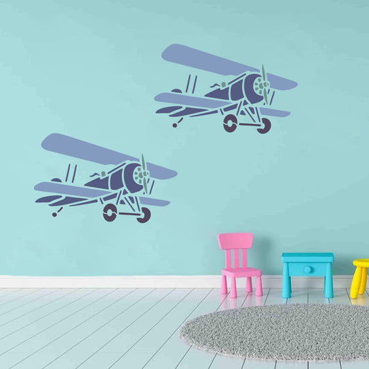 MaxxxMart - Sewing Machine, Vintage Aviator,  Tractor, Toy Blocks Wall Stencils (Inches)