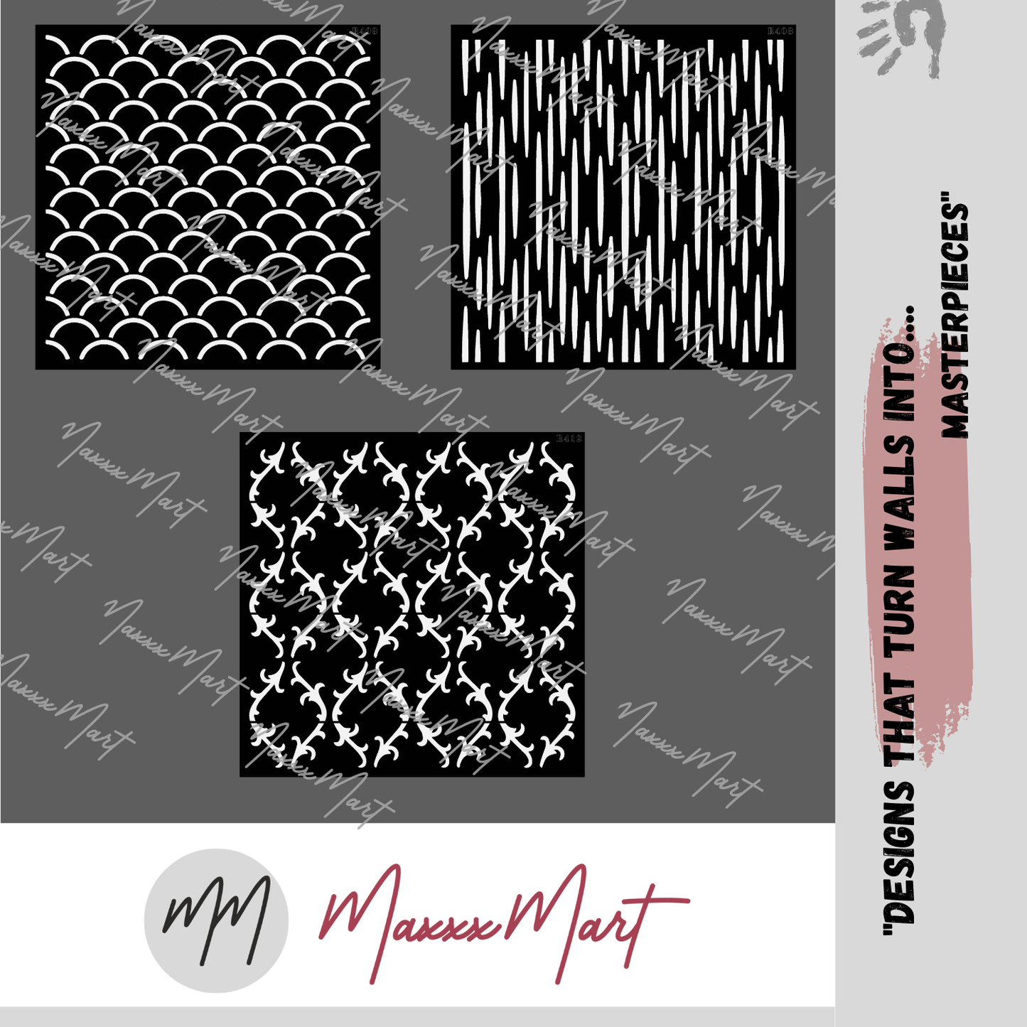 MaxxxMart - Wall Pattern Wall Stencil(Inches)