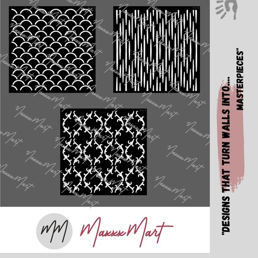 MaxxxMart - Wall Pattern Wall Stencil(Inches)
