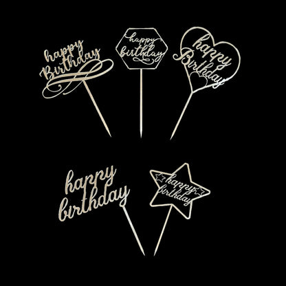 Happy Birthday Cake Topper Silver