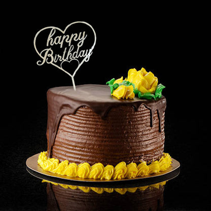 Happy Birthday Cake Topper Silver