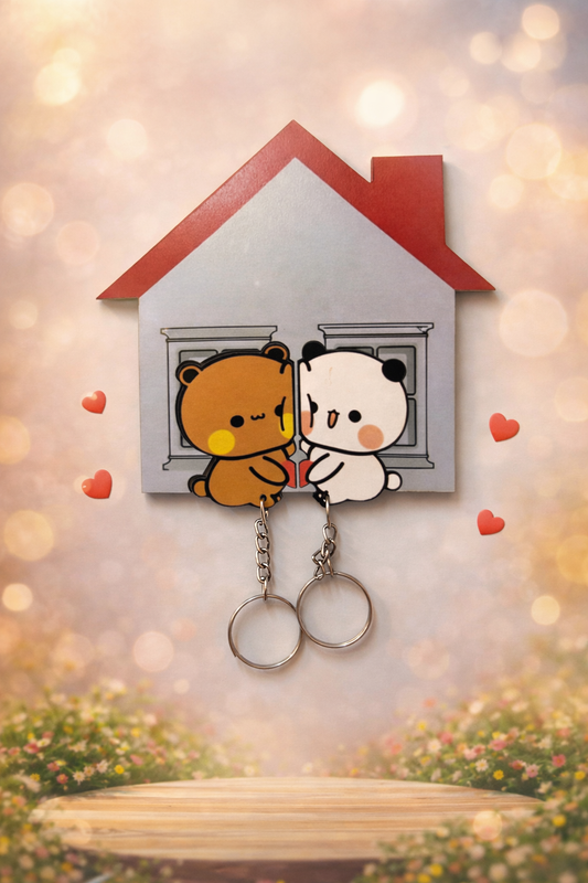 Personalized Couple Home Key Holder | Cute Bubu & Dudu Design