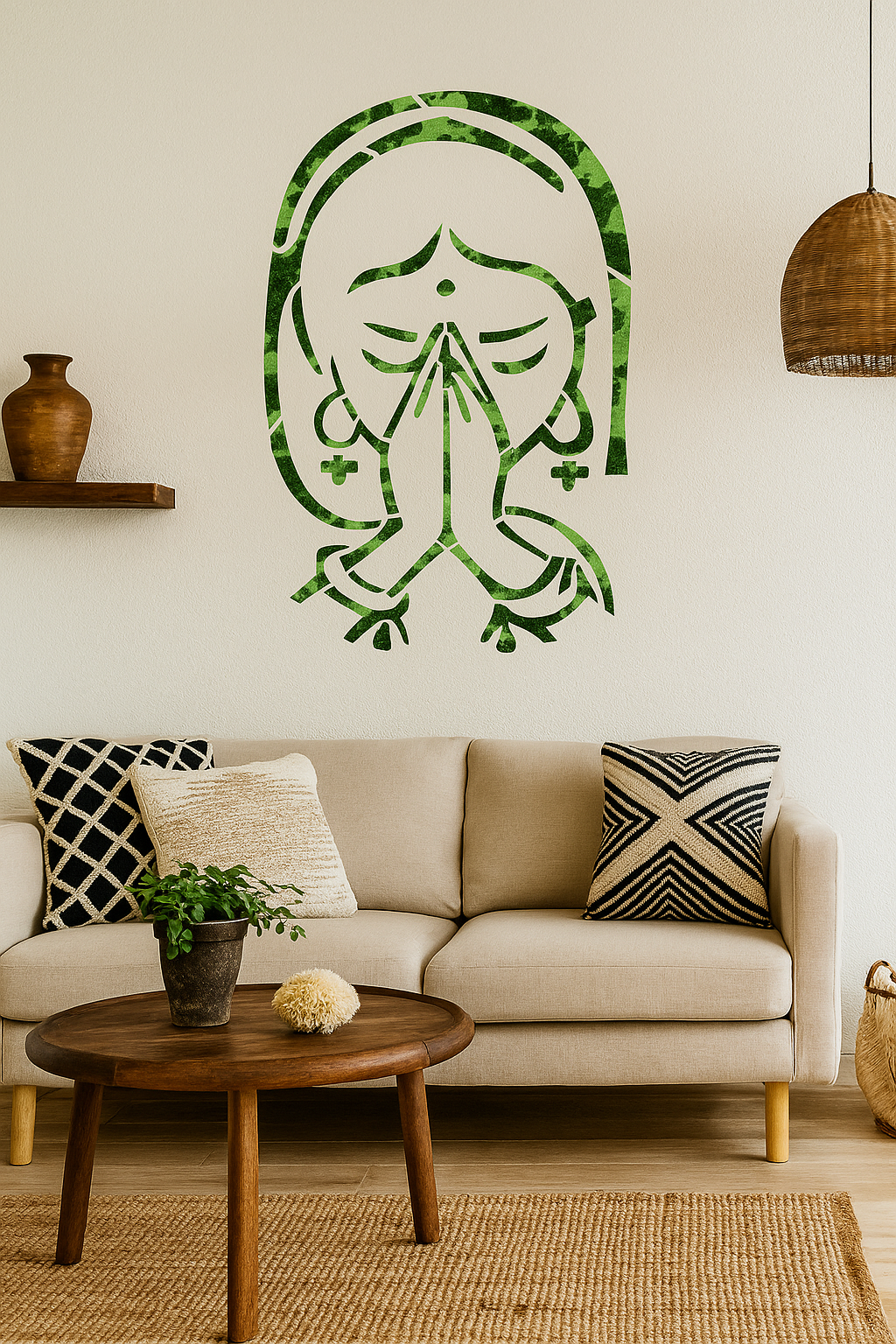 Maxxxmart Namaste Wall Stencil – Traditional Greeting Design (Inches)