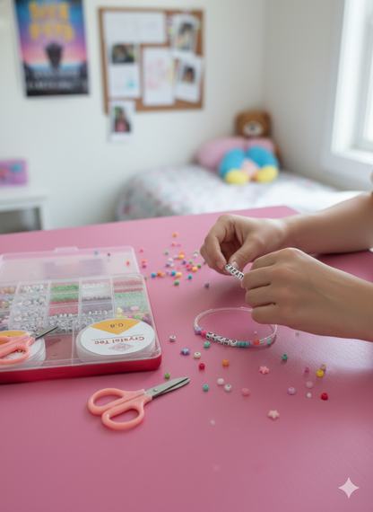 MaxxxMart - Bracelet Making Kit for Kids DIY Colorful Bracelet Necklace Making, Activity Games for Girls