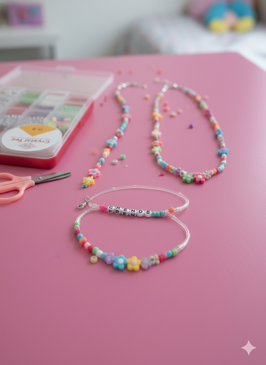 MaxxxMart - Bracelet Making Kit for Kids DIY Colorful Bracelet Necklace Making, Activity Games for Girls