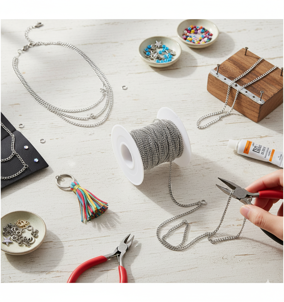 MaxxxMart - Craft Silver Chain or DIY Jewelry Making Necklace Earring (1 To 5 Mtr)