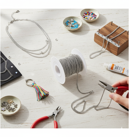 MaxxxMart - Craft Silver Chain or DIY Jewelry Making Necklace Earring (1 To 5 Mtr)