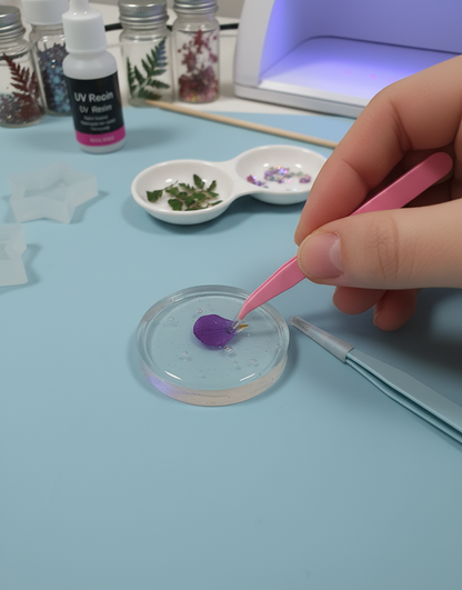 MaxxxMart - 5-Inch Stainless Steel Craft Tweezers Set (Curved & Straight Tip)