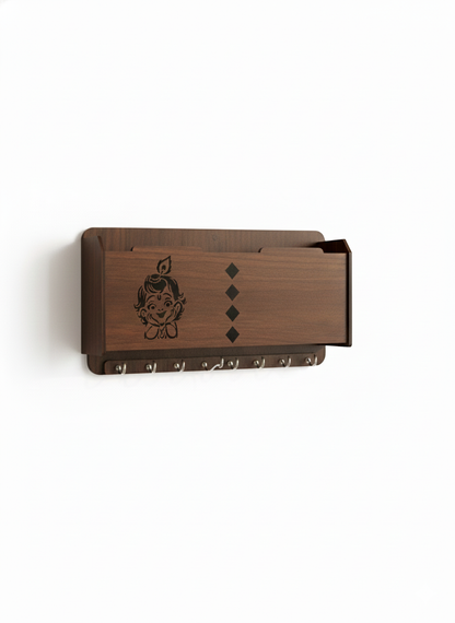 Sri Krishna Wooden Key & Mail Holder