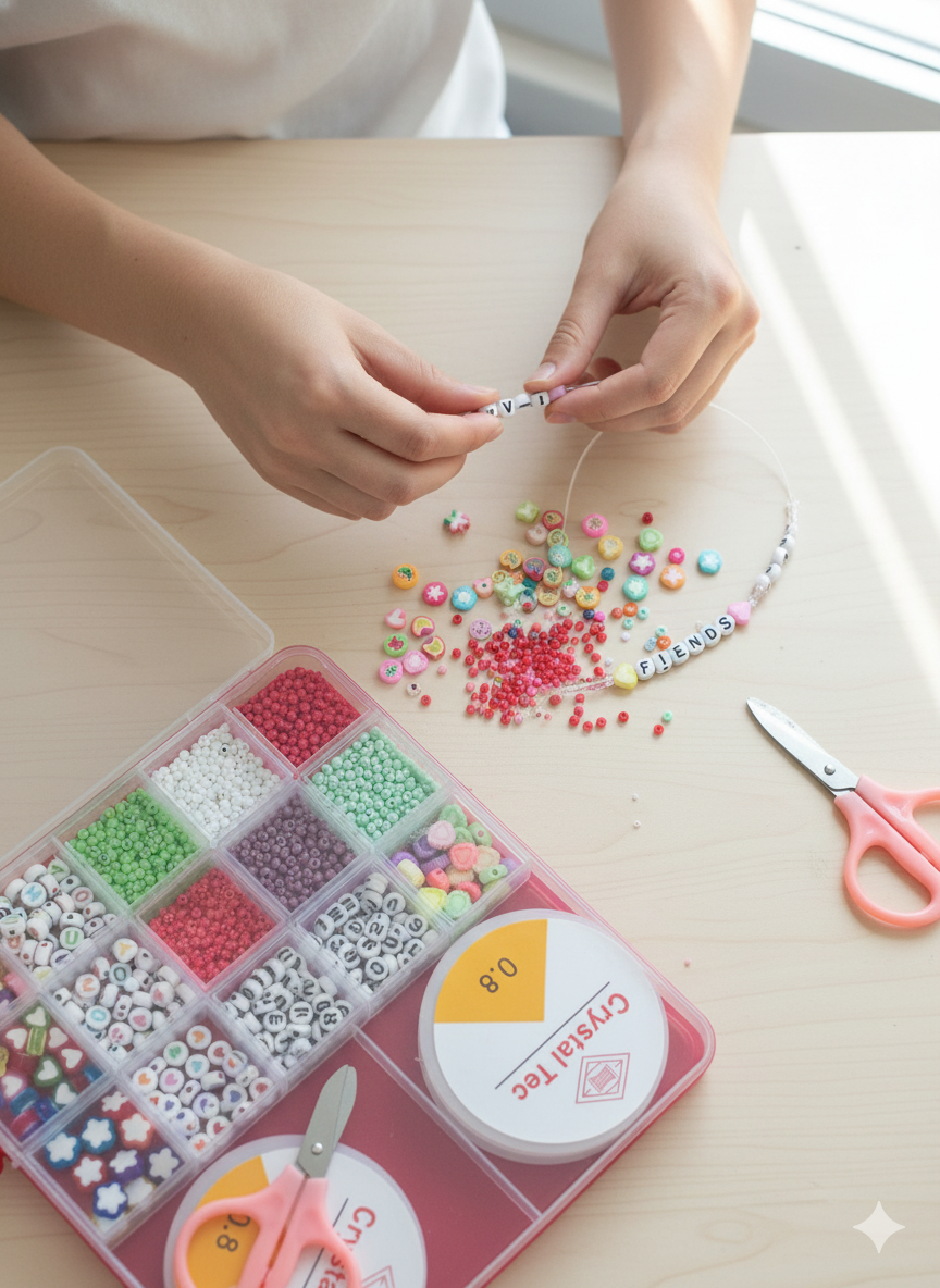 MaxxxMart - Bracelet Making Kit for Kids DIY Colorful Bracelet Necklace Making, Activity Games for Girls