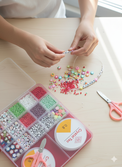 MaxxxMart - Bracelet Making Kit for Kids DIY Colorful Bracelet Necklace Making, Activity Games for Girls