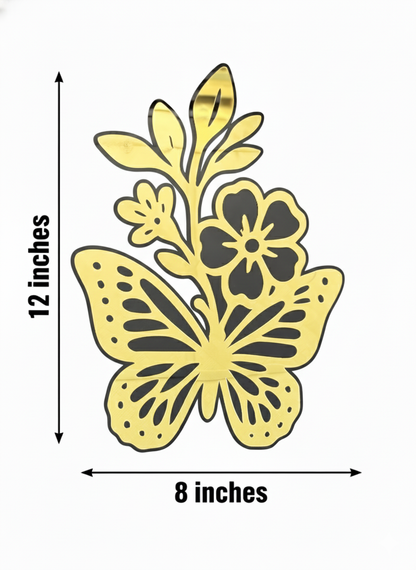 MaxxxMart - Acrylic Floral Butterfly Home Decor Black and Gold