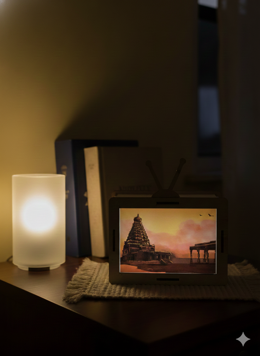 MaxxxMart - Retro TV MDF Art Lamp: Thanjai Periya Kovil