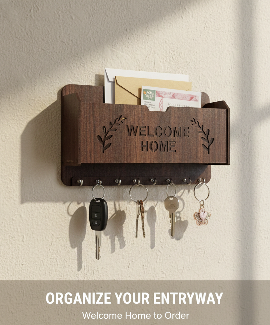Welcome Home Wall-Mounted Key Holder And Organizer