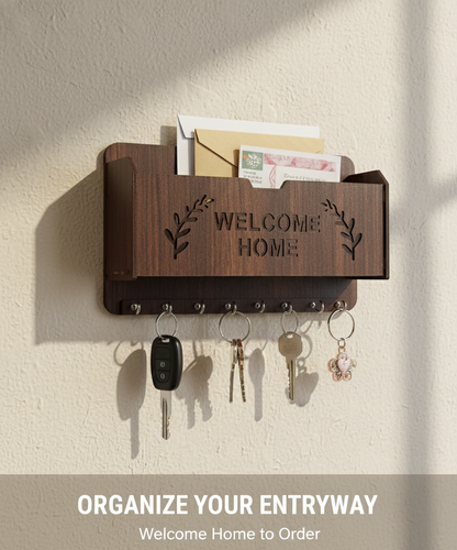 Welcome Home Wall-Mounted Key Holder And Organizer