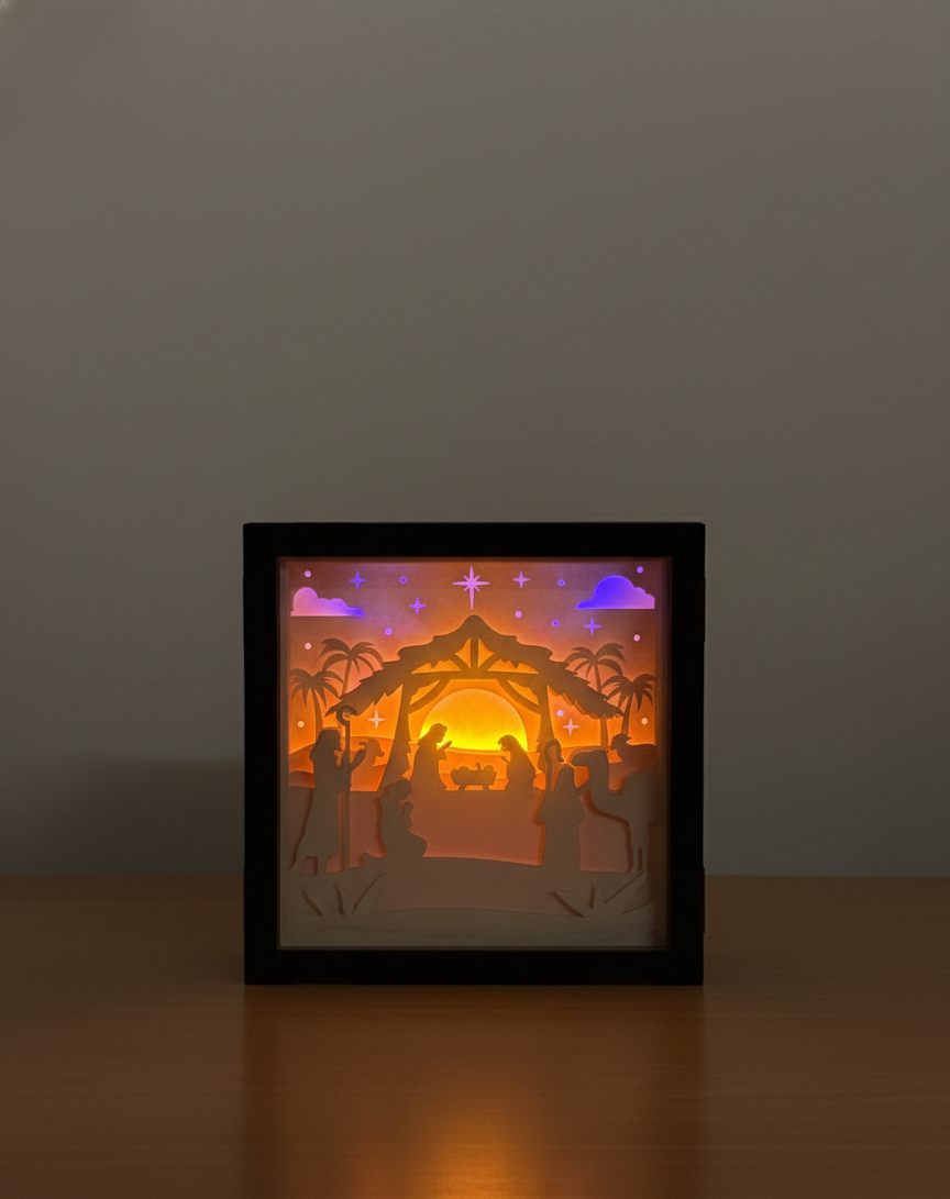 MaxxxMart - Jesus Nativity 3D Shadow Box 7x7 ( Inches)