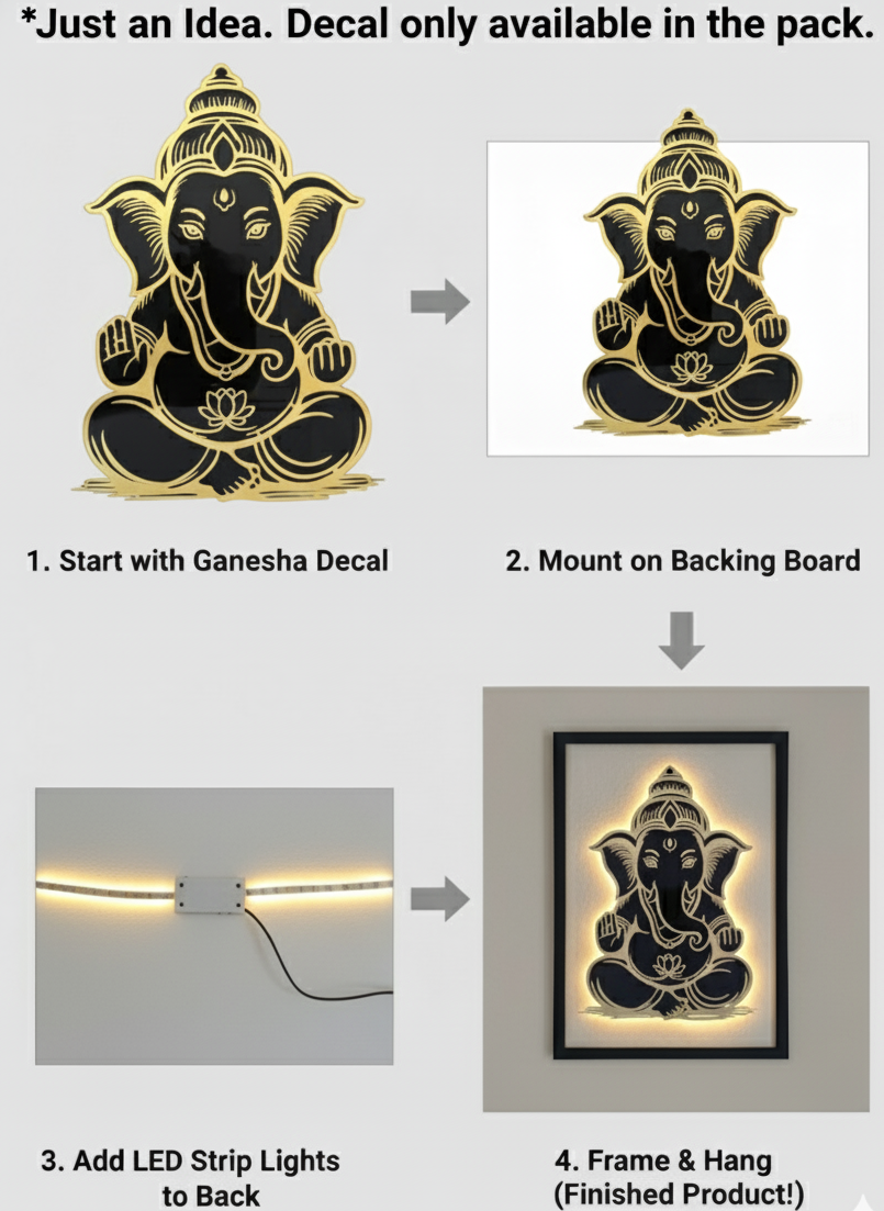 MaxxxMart - Acrylic Ganesha Home Decor Black and Gold