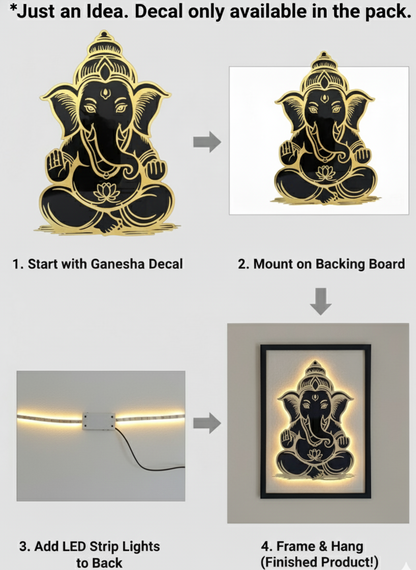 MaxxxMart - Acrylic Ganesha Home Decor Black and Gold