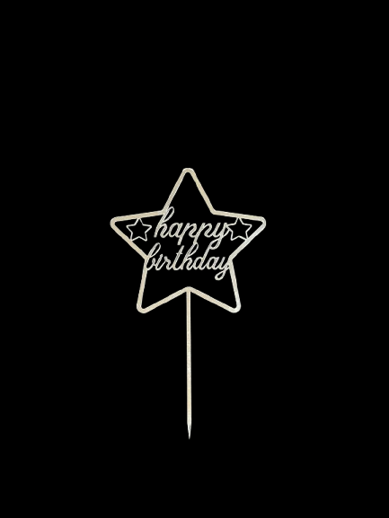 Happy Birthday Cake Topper Silver