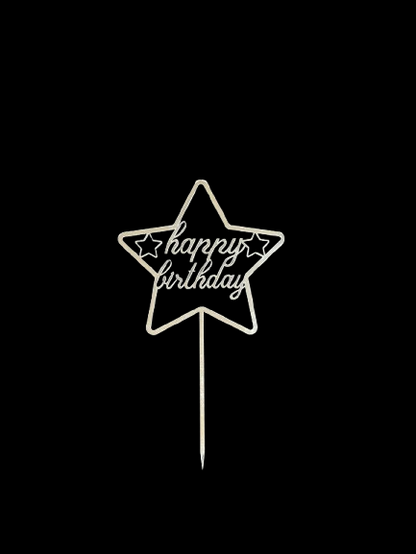 Happy Birthday Cake Topper Silver