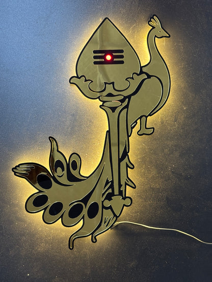 Murugan Vel Peacock Wall Decor with Light - 17x12 Inches