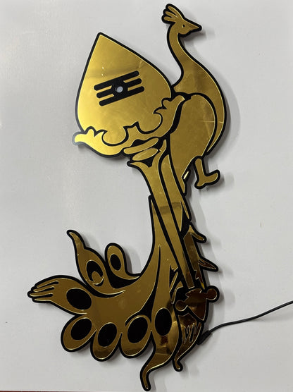 Murugan Vel Peacock Wall Decor with Light - 17x12 Inches