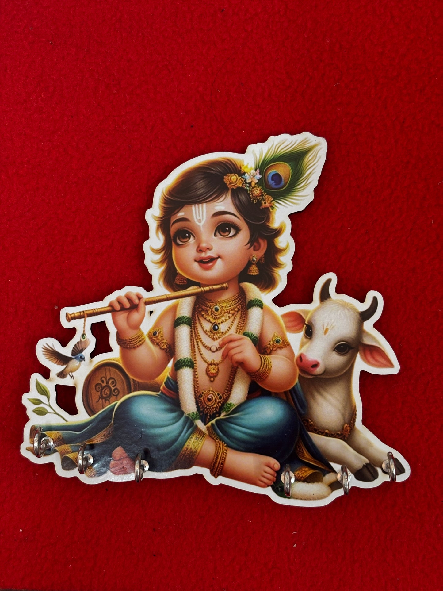 MDF Little Krishna Printed Key Holders