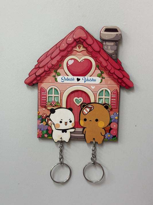 Personalized Couple Key Holder | Cute Bubu and Dudu design