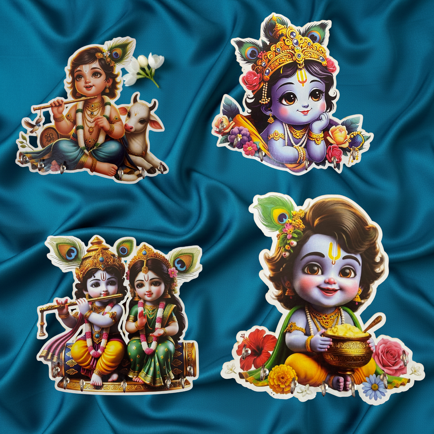 MDF Little Krishna Printed Key Holders