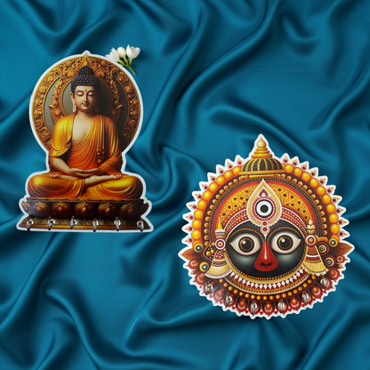 MDF Lord Jagannath & Lord Buddha Key Holders (6 Inches)