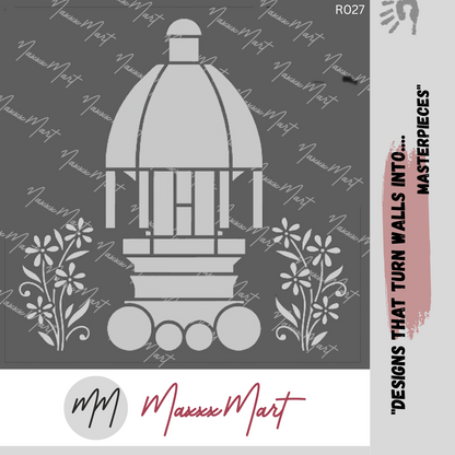 Maxxxmart -  Majestic Dome with Floral Accents Wall Stencil