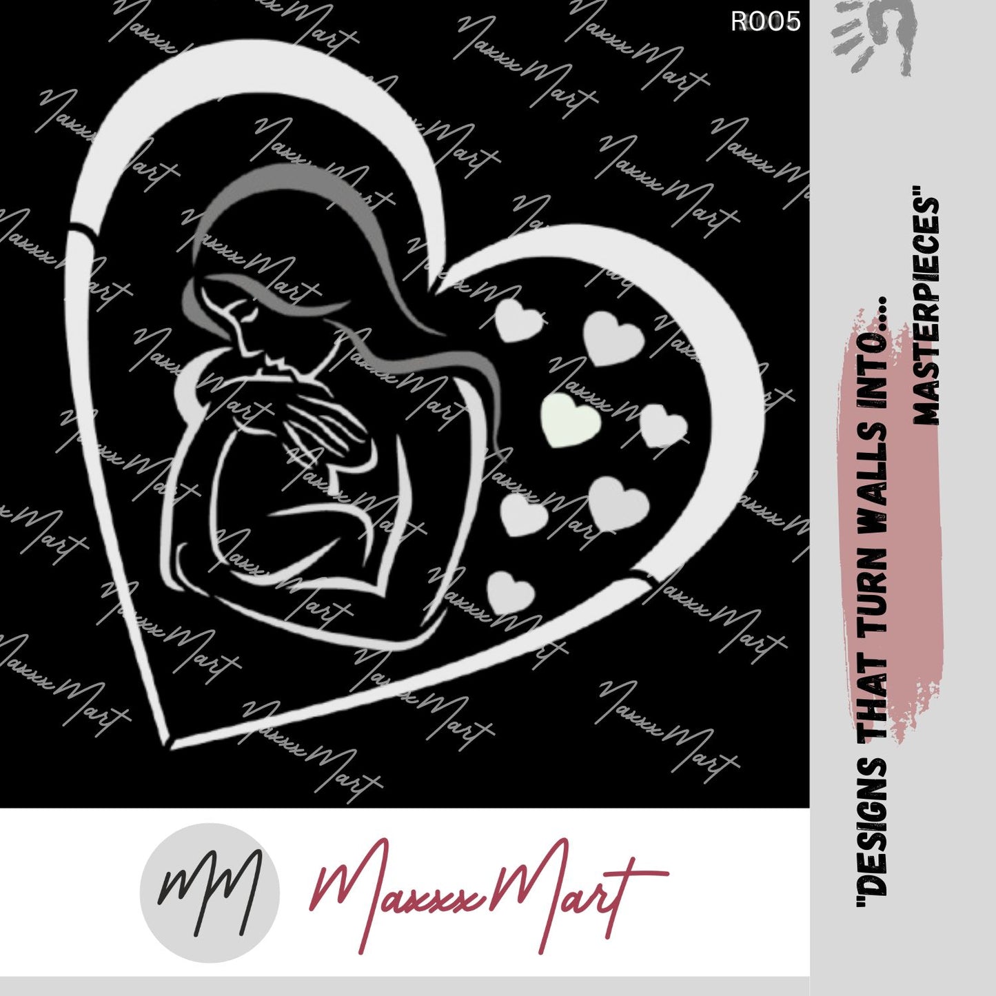 Maxxxmart - Mother & Child Love Stencil  Heart Design (Inches)