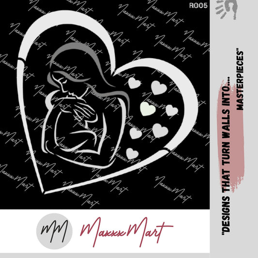 Maxxxmart - Mother & Child Love Stencil  Heart Design (Inches)