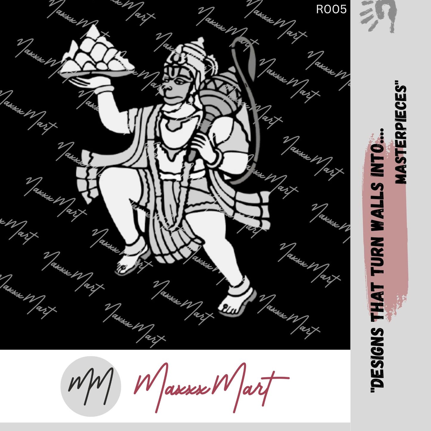 Maxxxmart Hanuman Stencil – Divine Sanjeevani Design(Inches)