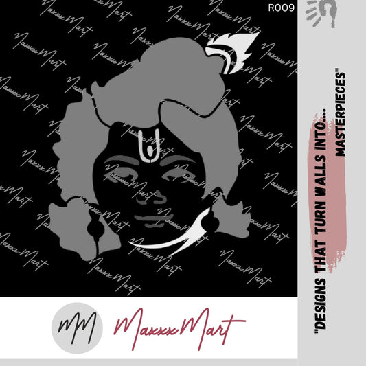 Maxxxmart Lord Krishna Face Stencil – Divine Spiritual Design(inches)
