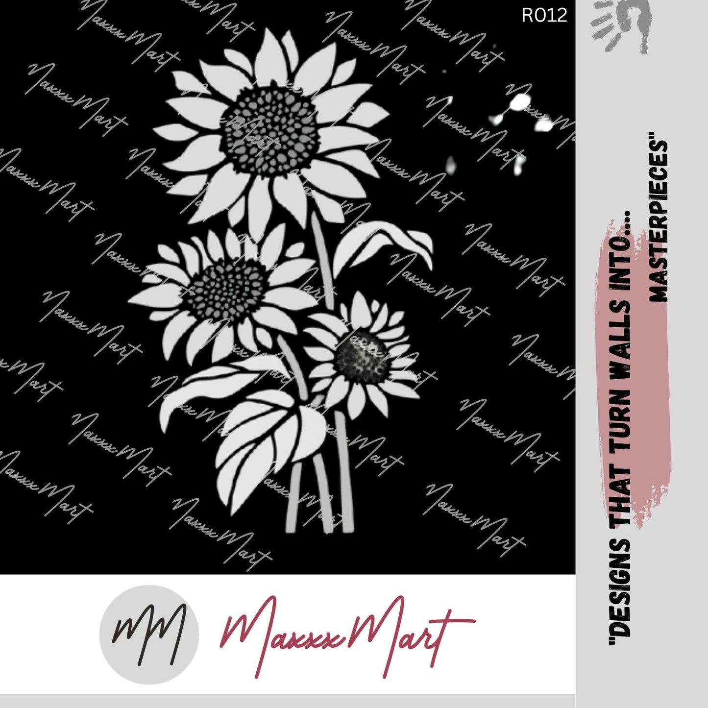 Maxxxmart - Sunflower wall stencil (Inches)