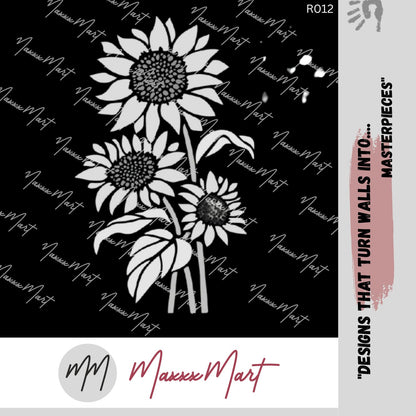 Maxxxmart - Sunflower wall stencil (Inches)