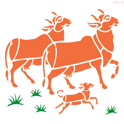 Maxxxmart Cow & Calf Wall Stencil – Traditional Farm Animal Design