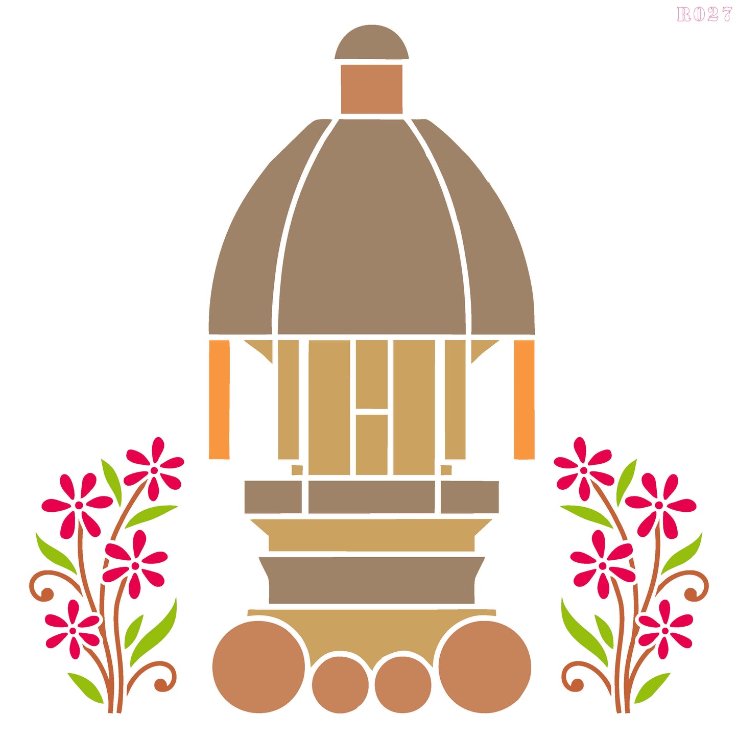 Maxxxmart -  Majestic Dome with Floral Accents Wall Stencil