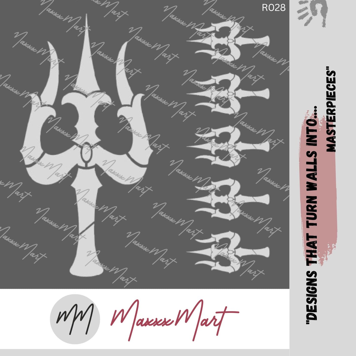 Maxxxmart - Shiva's Trishul Decorative Wall Stencil
