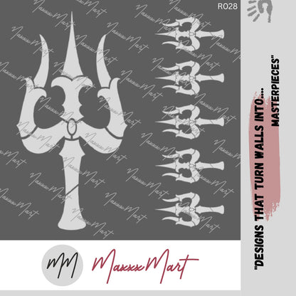 Maxxxmart - Shiva's Trishul Decorative Wall Stencil