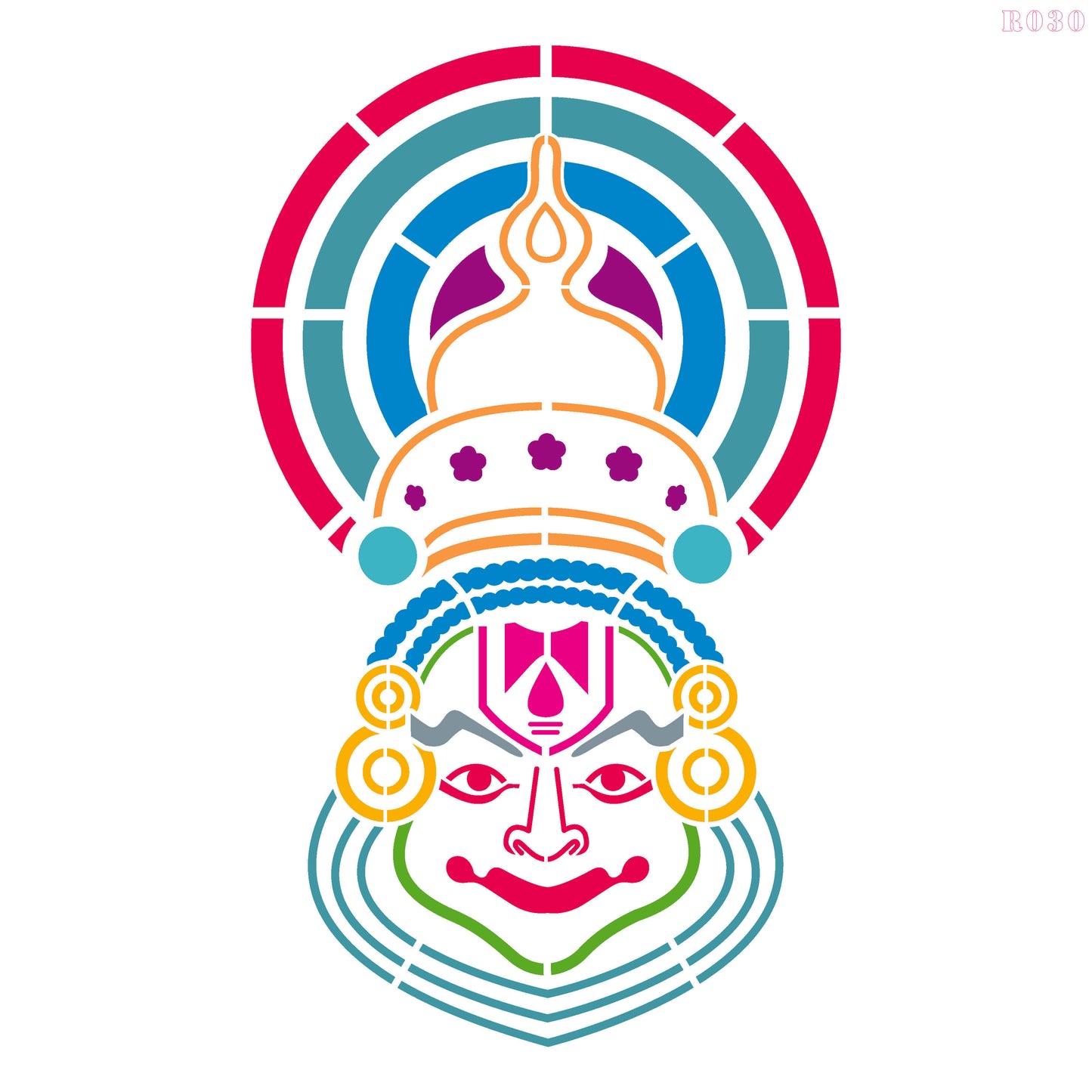 Maxxxmart - Kathakali Mask Wall Stencil (Inches)