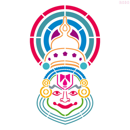 Maxxxmart - Kathakali Mask Wall Stencil (Inches)