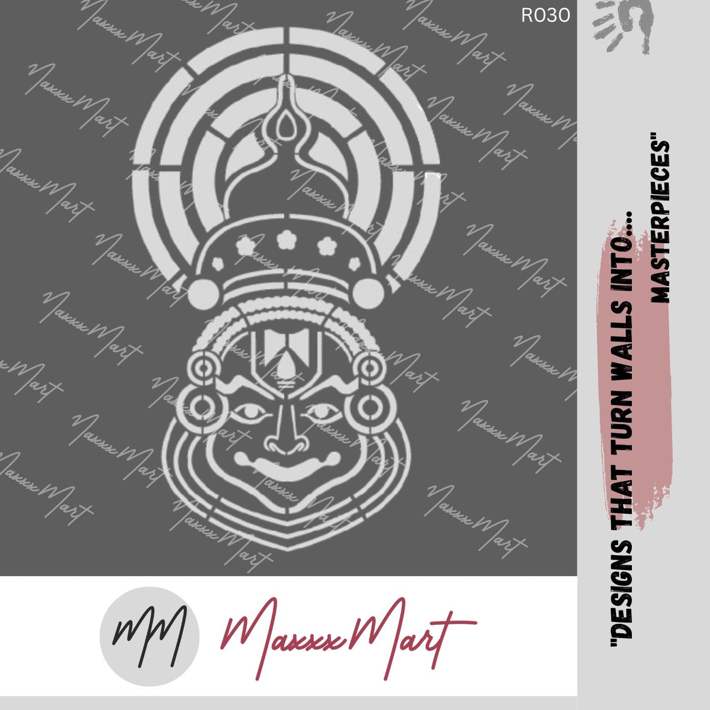 Maxxxmart - Kathakali Mask Wall Stencil (Inches)