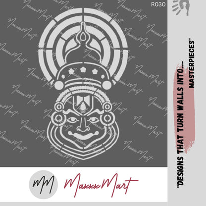 Maxxxmart - Kathakali Mask Wall Stencil (Inches)