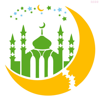Maxxxmart -"Starry Night Mosque" Wall Stencil (Inches)