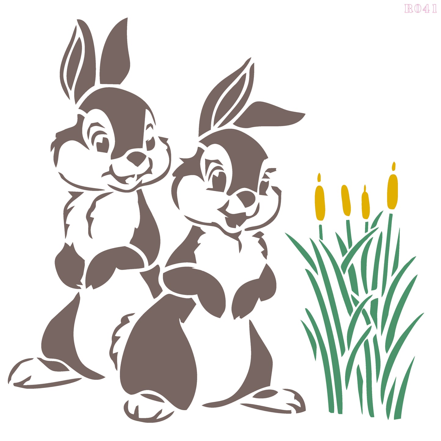 Maxxxmart - Panda, Rabbit, Giraffe, Deer wall stencil (Inches)