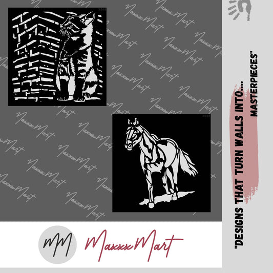 Maxxxmart - Cat and Horse Stencil (Inches)
